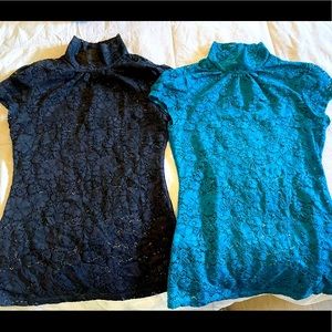 Two lace express mock turtleneck tops- like new